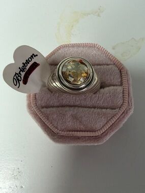 Brighton Silver-Tone Ring with Champagne Stone Size 8